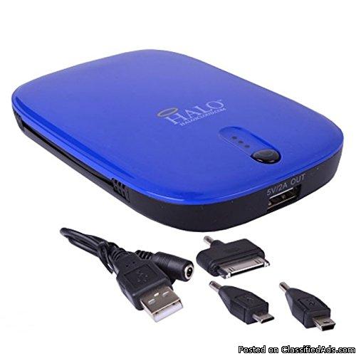 Halo Pocket Power 5500mAh Charger w/USB to Micro USB/Lightning/30-Pin Flat Cable, 1