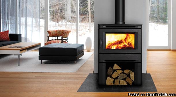 NEW WOOD STOVE Contemporary Design Regency CS 1200 with wood holder, 1