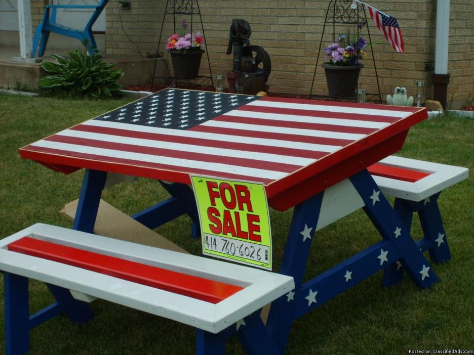 american flag picnic table, 0