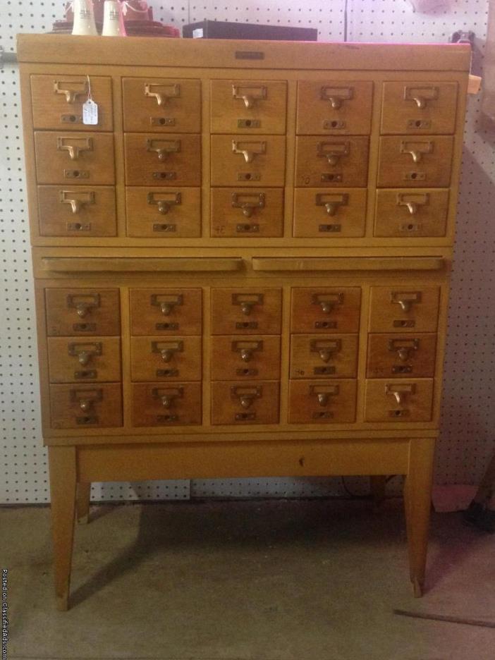 Mid-Century Library Card File Cabinet, 0