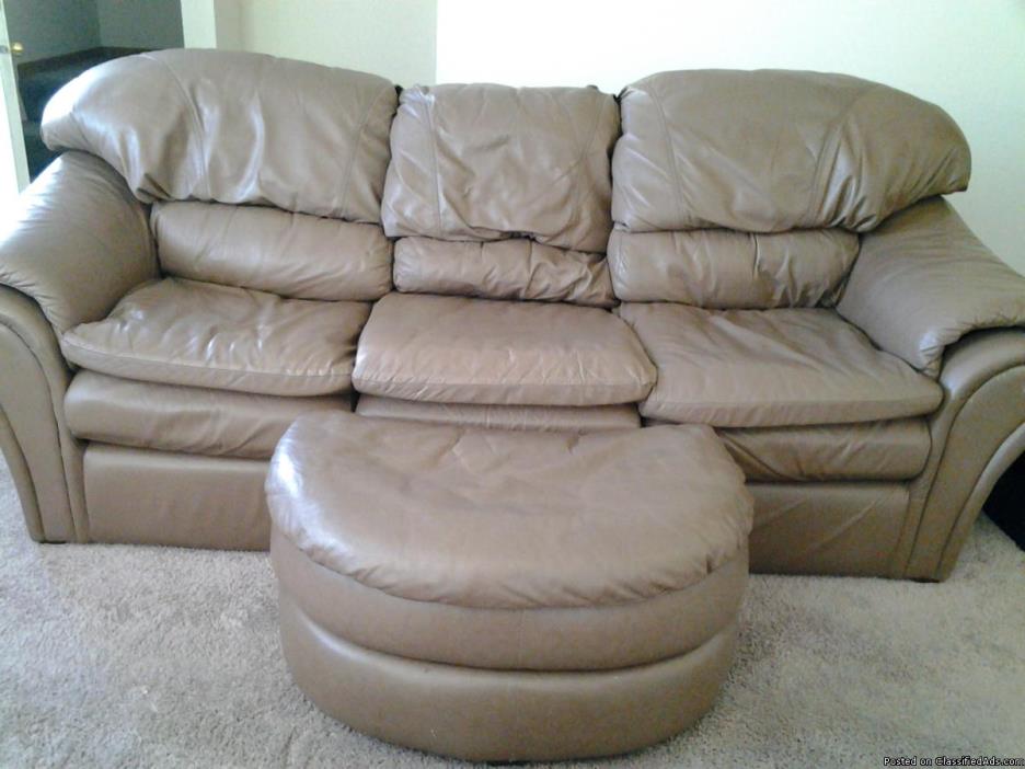 Leather Sofa, Love seat & ottomans