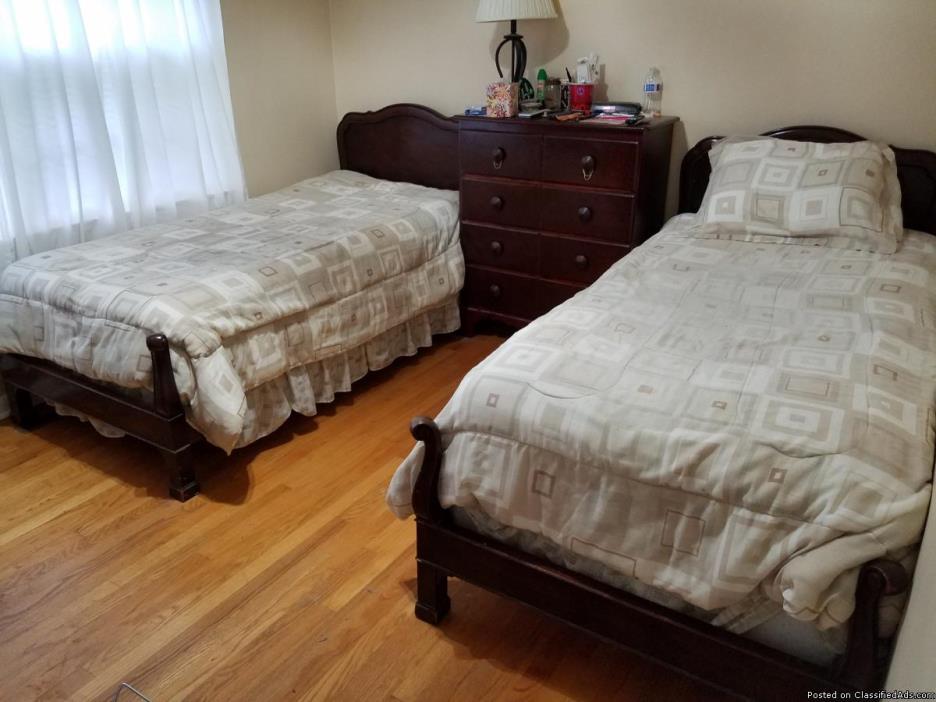 Solid Cherry Wood Twin Bed Set (Incl. Mattresses & Bedding) (Winchester, VA)