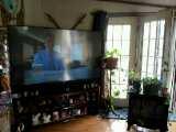 73in Mitsubishi flat screen TV with stand