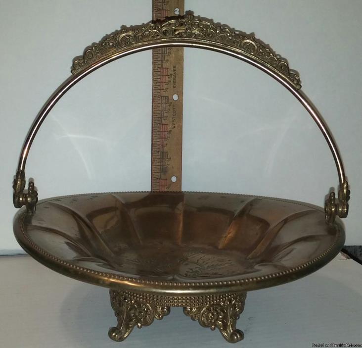 Victorian Silver plate Footed Brides Basket Cake Unmarked