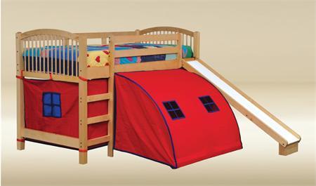 loft bed with slide and tent, 0