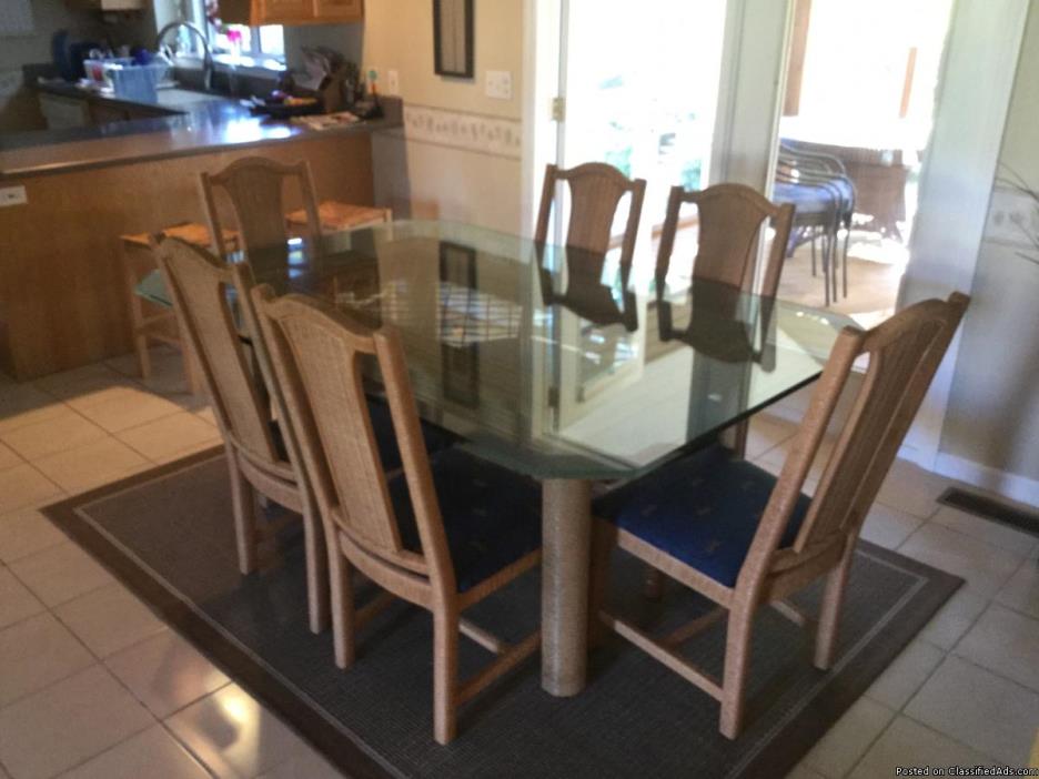 Glass & Wicker Dragonfly Dinning Room Table