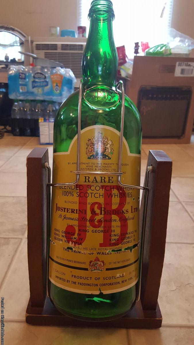 Collectible j&b blended scotch whiskey bottle