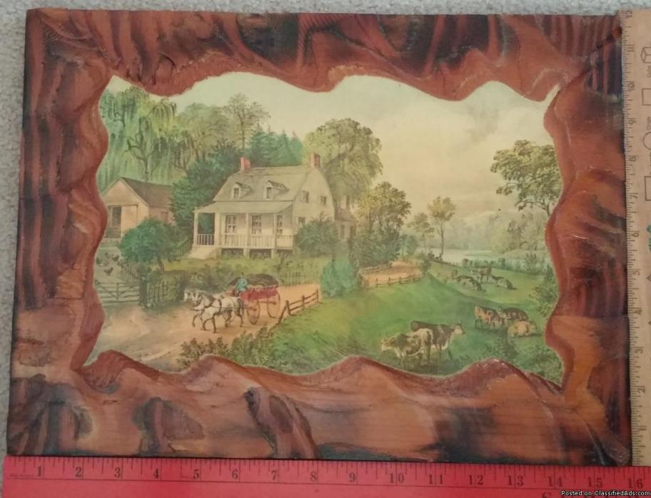 Vintage American Homestead Summer on Wood Plaque