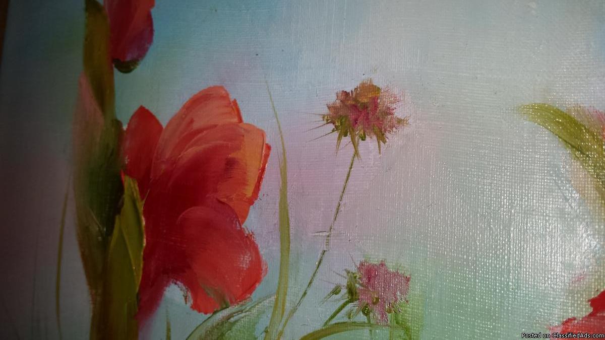 Oil painting, red flowers #1155, 1