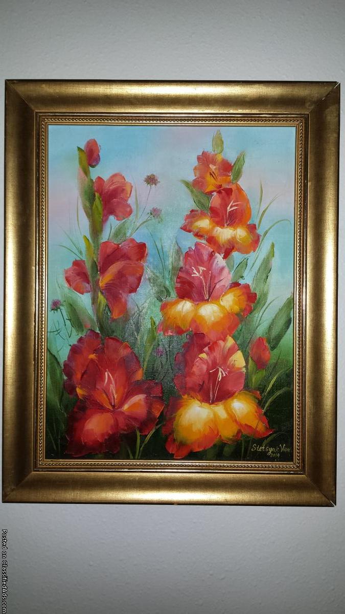Oil painting, red flowers #1155, 0