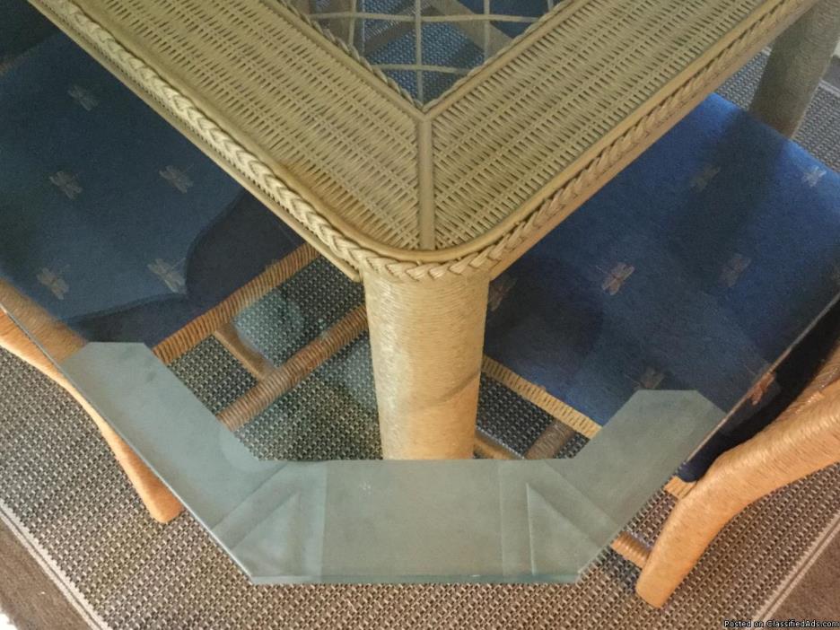 Glass & Wicker Dragonfly Dinning Room Table, 1