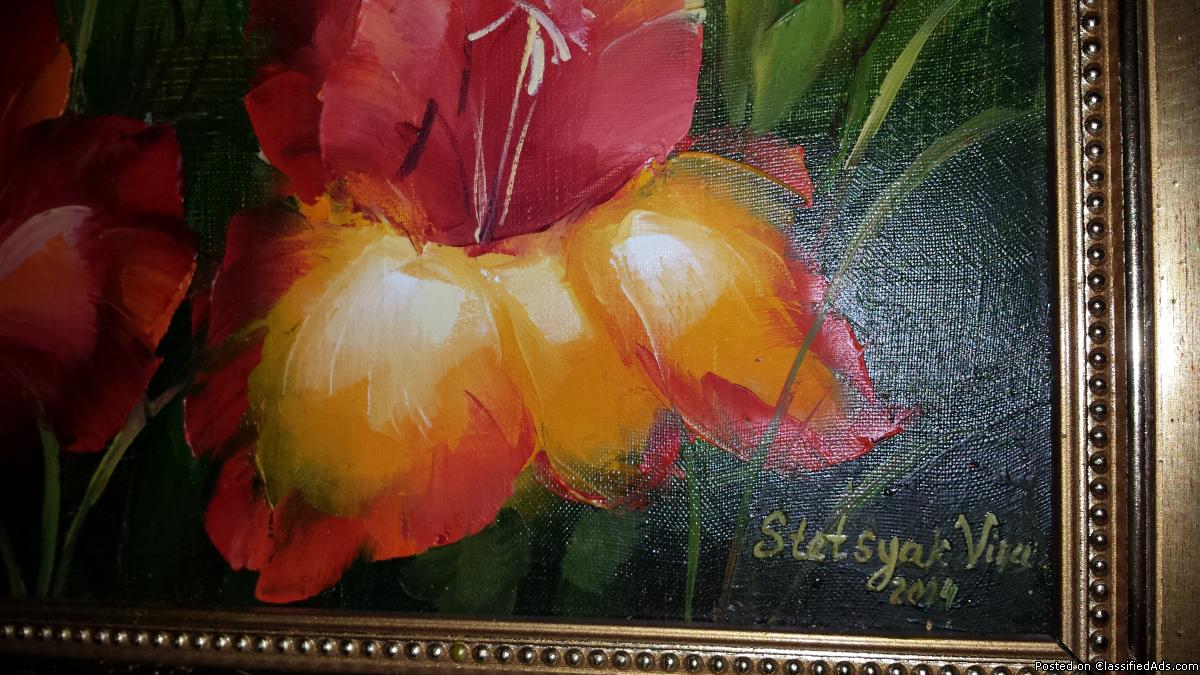 Oil painting, red flowers #1155, 2