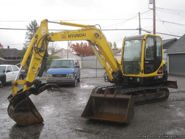 1989 Hyundai 55-7 Excavator with Accurate Thumb Bucket & Rear Grader 5,054 hours