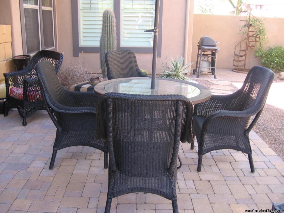 Outdoor furniture, black wicker set (6 pces), 0