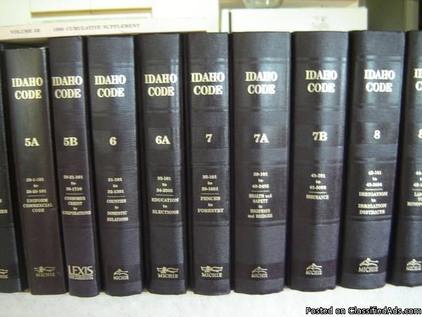 IDAHO CODE. Michie, 2000. 27 Vol - Titles, Indexes, Court Rules..~ ONLY$200, 2
