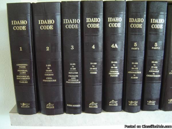 IDAHO CODE. Michie, 2000. 27 Vol - Titles, Indexes, Court Rules..~ ONLY$200
