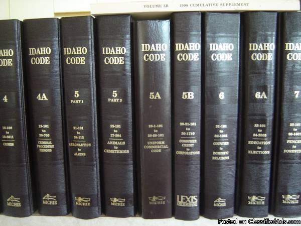IDAHO CODE. Michie, 2000. 27 Vol - Titles, Indexes, Court Rules..~ ONLY$200, 1