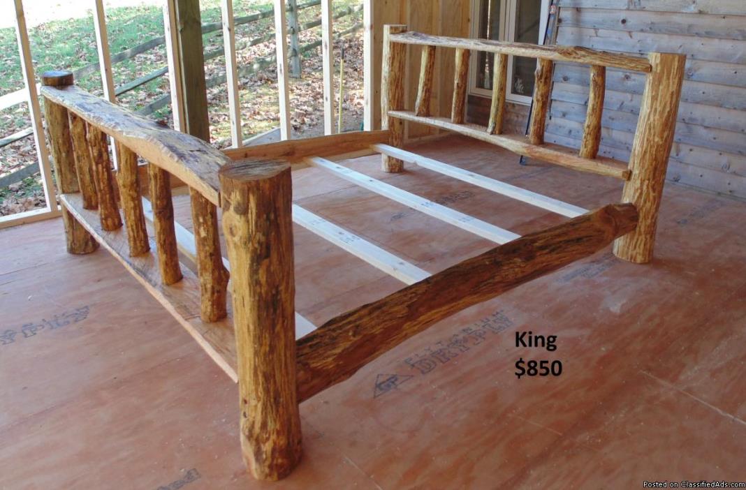 Handcrafted Log Bed- King, 0