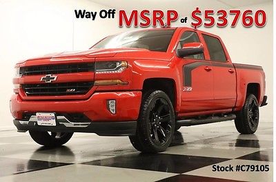 2017 Chevrolet Silverado 1500 MSRP$53760 4X4 2LT GPS Rally 2 Red Crew 4WD New Navigation Heated Leather Seats Black Stripes 15 16 2016 17 Cab Camera
