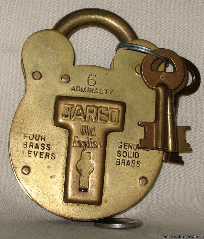 JARED SOLID BRASS COLLECTOR'S PAD LOCK, 0