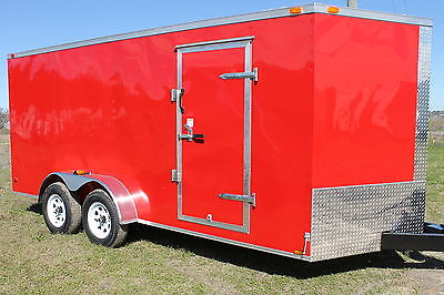 7x16 Enclosed Trailer Cargo V-Nose New 14 Utility Motorcycle 6 Landscape 18 New