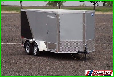 IN STOCK 7x14 V-Nose Enclosed Cargo Motorcycle Trailer: Chocks Screwless LED