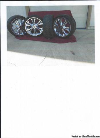 4 Chrome wheels & tires like new condition