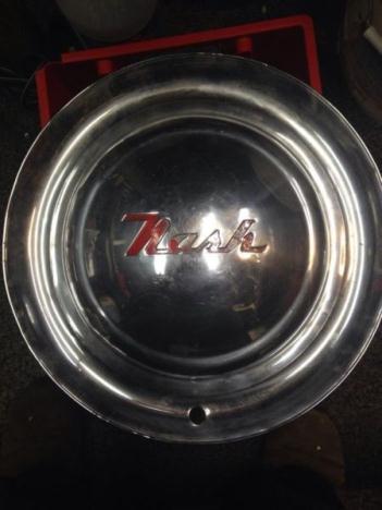 2) Vintage Nash chrome hubcaps