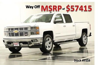 Chevrolet : Silverado 1500 MSRP$57415 Z71 LTZ DVD Sunroof 4X4 GPS White Crew 4WD New Navigation Heated Cooled Leather Seats 2014 14 15 Cab 5.3L V8 Player Camera