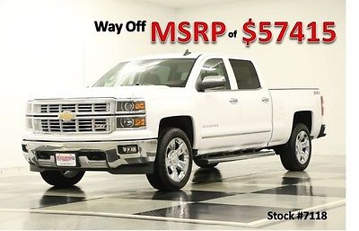 Chevrolet : Silverado 1500 MSRP$57415 DVD LTZ Z71 Sunroof GPS White Crew 4WD New Nav Heated Cooled Leather Seats Player 2014 14 15 Cab 4X4 5.3L V8 Navigation
