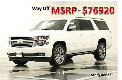 Chevrolet : Suburban MSRP$76920 4WD LTZ Sunroof DVD GPS Leather White 4X4 New Navigation Heated Seats Player Camera 2015 15 16 Captains 22 Inch Wheels