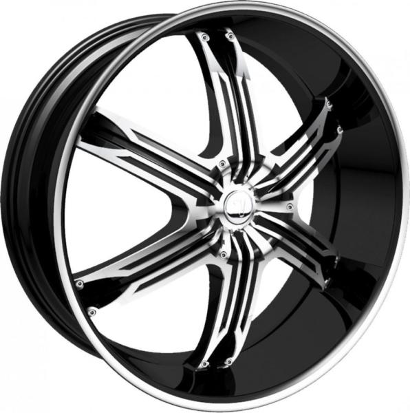 VELOCITY 20X7.5 BLACK AND MACHINE  WHEEL+TIRE PACKAGE