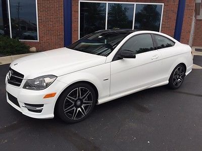 Mercedes-Benz : C-Class Coupe  2014 mercedes c 250 coupe polar white black mb tex interior with red stitching