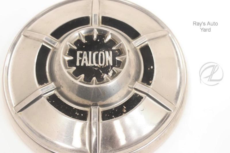 Vintage Falcon Hubcap Dog Dish Black Falcon Logo Ford Hub Cap Aluminum, 2