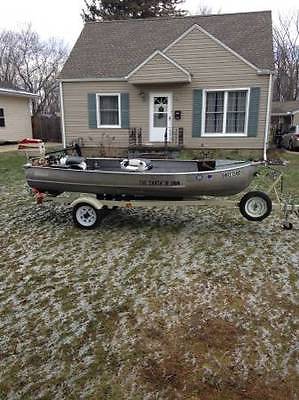 14' Aluminum Fishing Boat Complete Package Outboard Trolling Motor Trailer Fish