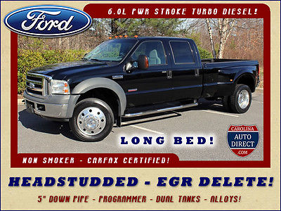 Ford : F-450 XLT Crew Cab Long Bed 2WD-HEADSTUDDED-EGR DELETE! 5 turbo down pipe programmer dual tanks alloys knee deep tires rear slider