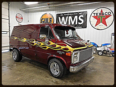 Chevrolet : Other Hot Rod Van 88 burgundy hot rod van red flames leather 383 v 8 4 speed muncie show truck car