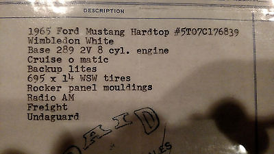 Ford : Mustang 289 1965 ford mustang base 4.7 l