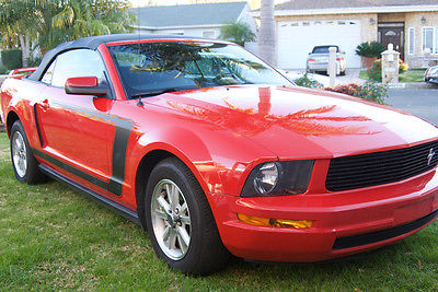 Ford : Mustang Convertible 2006 ford mustang base convertible 4.0 l v 6 torch red with black leather interior