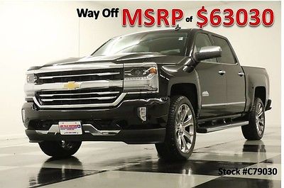 2017 Chevrolet Silverado 1500 MSRP$63030 4X4 High Country Sunroof GPS Black Crew New 6.2L V8 Navigation Heated Cooled Black Leather 16 2016 17 Cab 22 In Rims