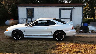 1996 Ford Mustang Cobra decals down sides, black louvre on back glass ford mustang cobra