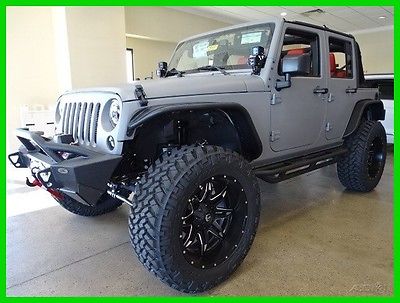 2017 Jeep Wrangler CUSTOM MATTE AUDI NARDO GREY PAINT WE FINANCE 3.6L V6 AUTOMATIC RED LEATHER SMITTYBILT RIGID INDUSTRIES ARIES NITTO FUEL XRC