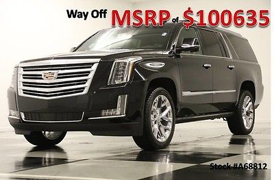 2016 Cadillac Escalade MSRP$100635 4X4 ESV Platinum DVD Sunroof GPS Black New Navigation Heated Cooled Leather 6.2L 17 15 2017 16 Camera AWD CUE Player