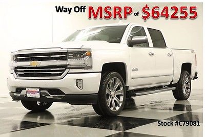 2017 Chevrolet Silverado 1500 MSRP$64255 4X4 Sunroof High Country 6.2 White Crew New GPS Navigation Heated Cooled Black Leather 15 2016 16 17 Cab 22 in Rims