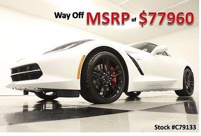 2017 Chevrolet Corvette MSRP$77960 Z51 3LT GPS Leather Arctic White Coupe New Navigation Heated Cooled Red Leather Black Rims 15 16 2016 17 Camera 6.2L V8