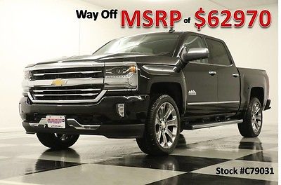2017 Chevrolet Silverado 1500 MSRP$62970 4X4 High Country 22 Rims Black Sunroof  New Navigation Heated Cooled Saddle Leather GPS 16 2016 17 Cab Black Camera