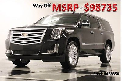 2016 Cadillac Escalade MSRP$98735 4X4 ESV Platinum DVD Sunroof Black 4WD New Navigation Heated Cooled Leather Seats Black 6.2L 15 2015 16 AWD 22 In Rims