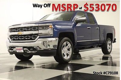 2017 Chevrolet Silverado 1500 MSRP$53070 4X4 LTZ GPS Ocean Blue 5.3L Double 4WD New Navigation Heated Cooled Gray Leather Seats 15 16 2016 17 Ext Extended Cab