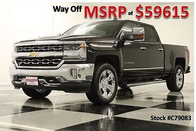 2017 Chevrolet Silverado 1500 MSRP$59615 4X4 LTZ GPS 6.2 Long Bed Black Crew 4WD New Navigation Heated Cooled Black Leather 20 In Chrome Rims 15 16 2016 17 Cab