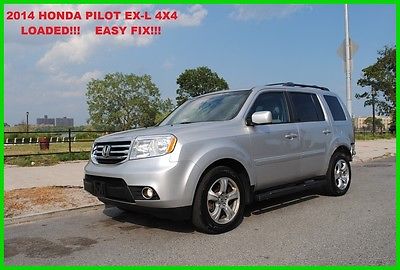 2014 Honda Pilot EX-L LEATHER MOON 4WD 4X4 Repairable Rebuildable Salvage Wrecked Runs Drives EZ Project Needs Fix Save Big